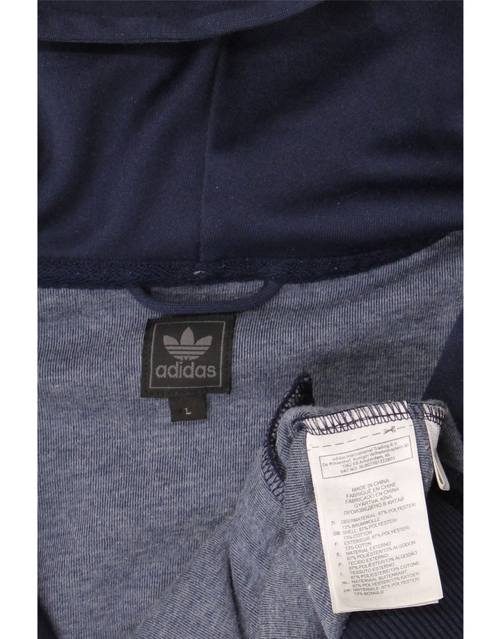 Adidas - Sudadera con capucha y cremallera para hombre, talla grande, poliéster, color azul marino