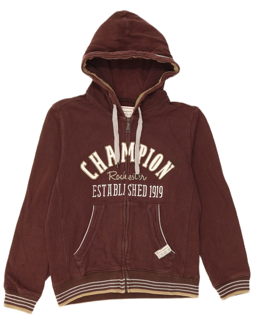 CHAMPION Suéter con capucha Rochester de gran tamaño con cremallera para mujer UK 10 Small Brown