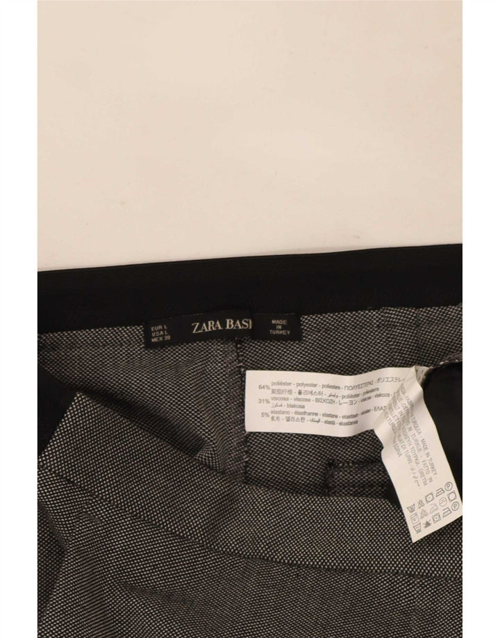 Zara Mujer Pantalón De Traje Slim Large W30 L28 Poliéster Color Block Gris