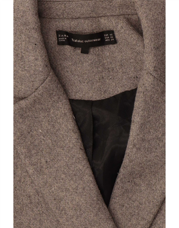 Zara Mujer Abrigo Extragrande De Doble Botonadura UK 6 XS Gris