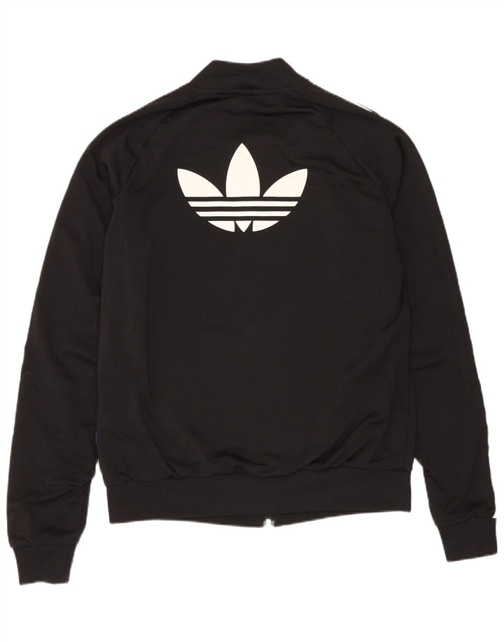 ADIDAS Chaqueta superior de chándal gráfico para mujer Reino Unido 10 Pequeño Poliéster negro