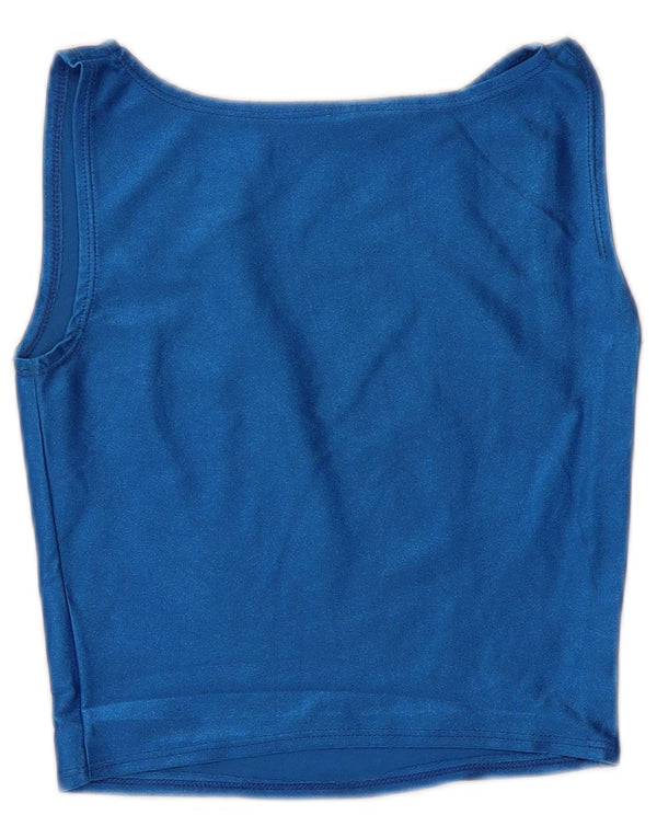 Vintage mujer crop chaleco top Reino Unido 4 XS azul