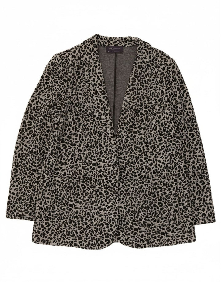 Marks & Spencer Chaqueta tipo blazer abierta para mujer Reino Unido 44 Gris medio Estampado animal