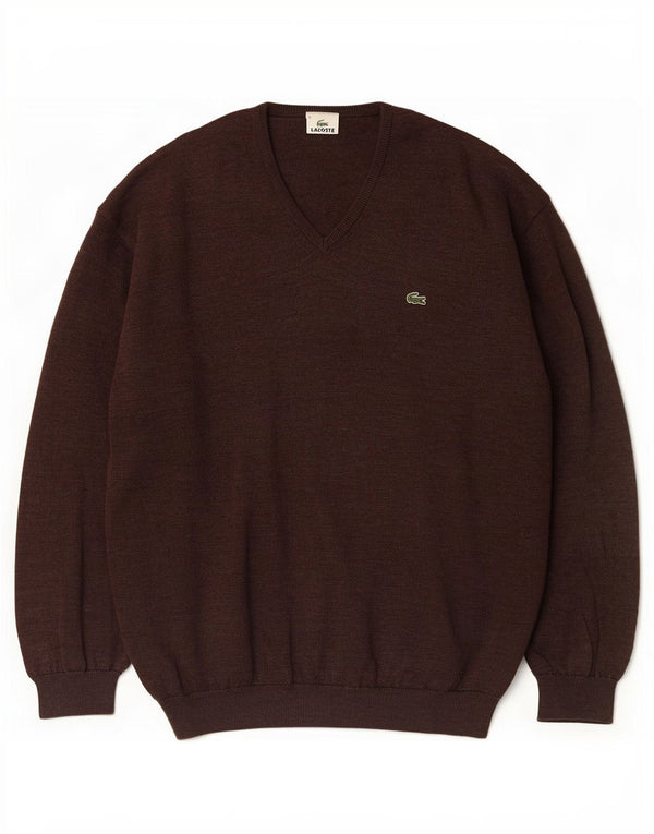 Lacoste Jersey con cuello en V para hombre Talla 6 XL Marrón