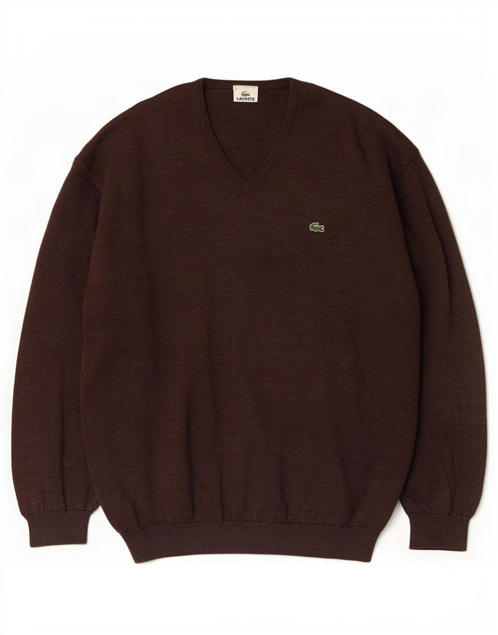 Lacoste Jersey con cuello en V para hombre Talla 6 XL Marrón