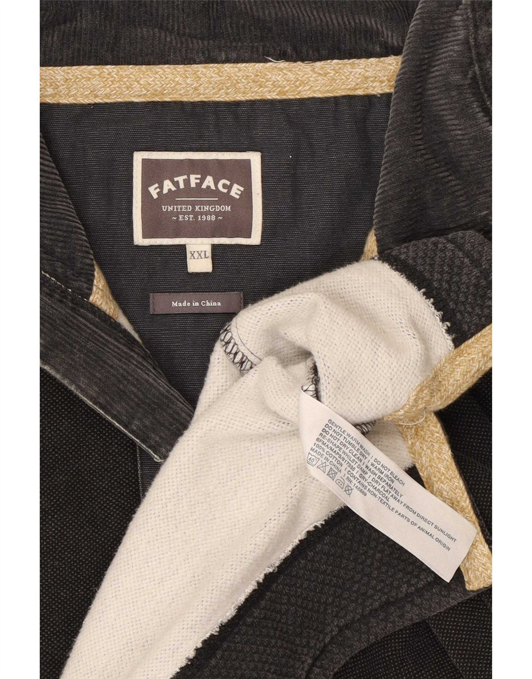 Fat Face - Sudadera con cuello y cremallera para hombre, talla 2XL, algodón gris