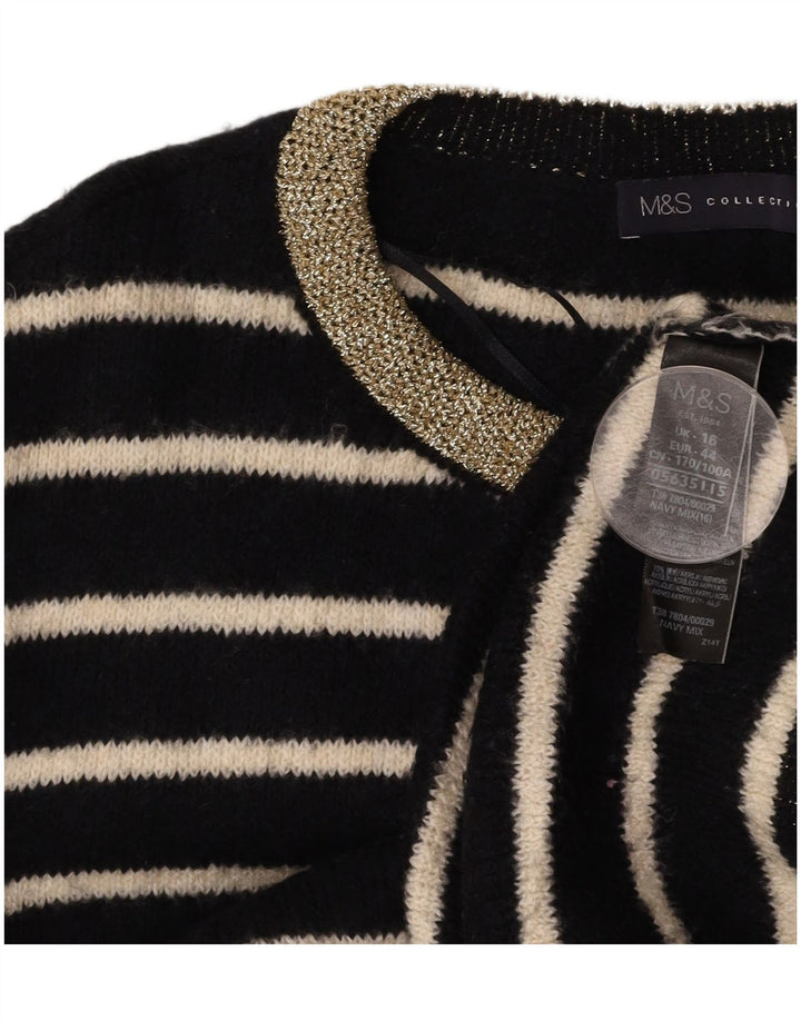 MARKS & SPENCER Suéter tipo jersey con cuello redondo para mujer Reino Unido 46 Grande Rayas negras