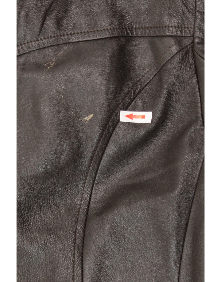 Vintage mujer cuero gabardina Reino Unido 14 marrón medio