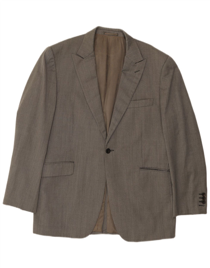 Aquascutum Chaqueta tipo blazer con 1 botón para hombre UK 44 2XL Lana en espiga gris