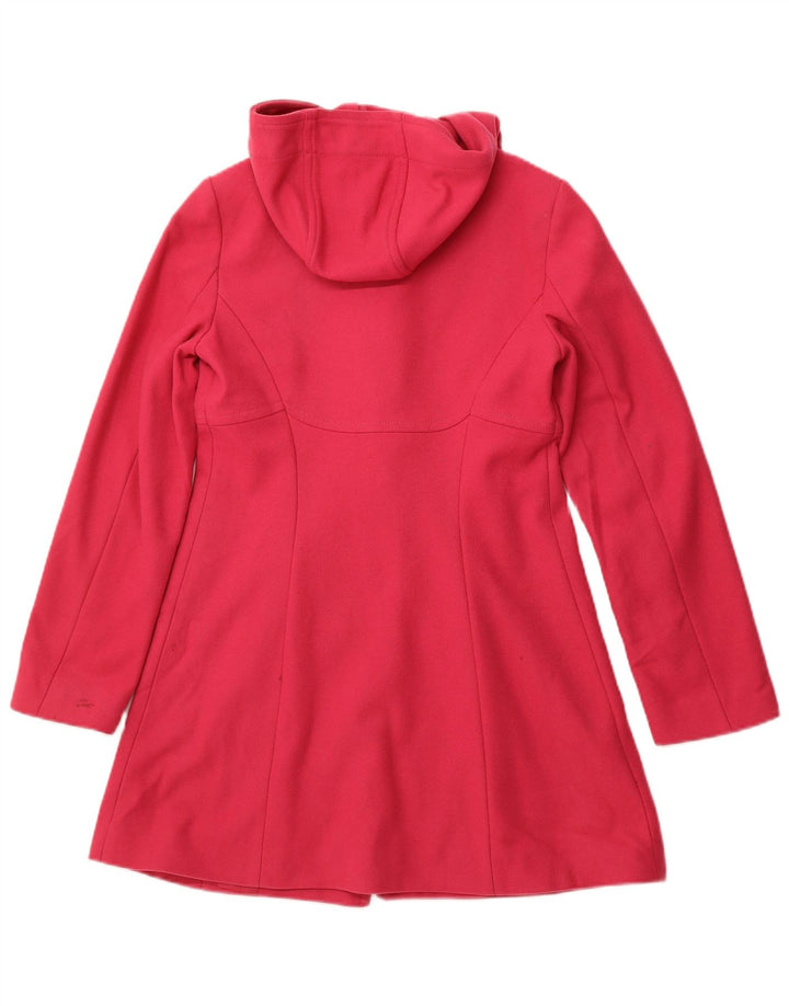 BENETTON Womens Hooded Duffle Coat IT 42 Medium Pink Wool