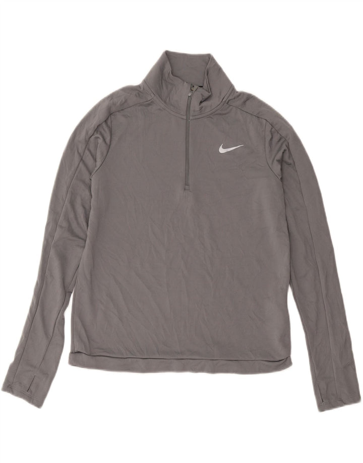 Nike Dri Fit - Chándal con cremallera y cuello para mujer, talla 40, color gris medio