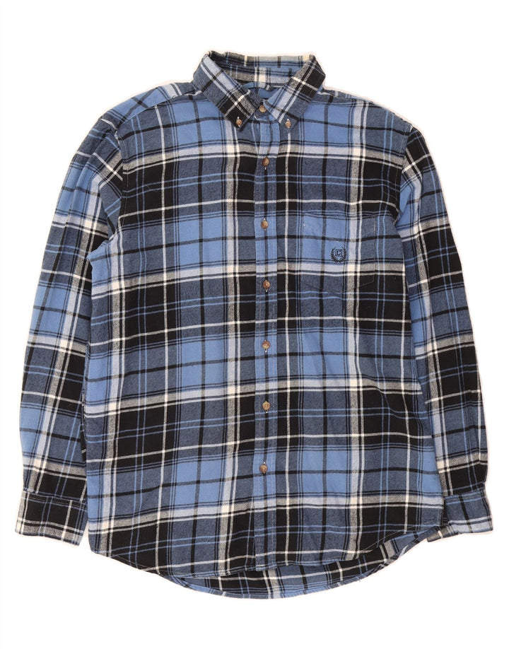 CHAPS Mens Flannel Shirt Medium Blue Check Cotton Vintage Chaps and Second-Hand Chaps from Messina Hembry 