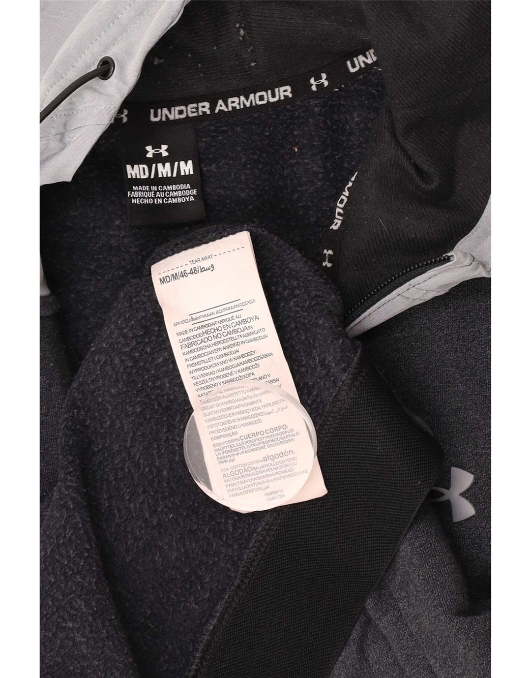 Under Armour Hombre Sudadera con capucha y cremallera de algodón color block en gris medio