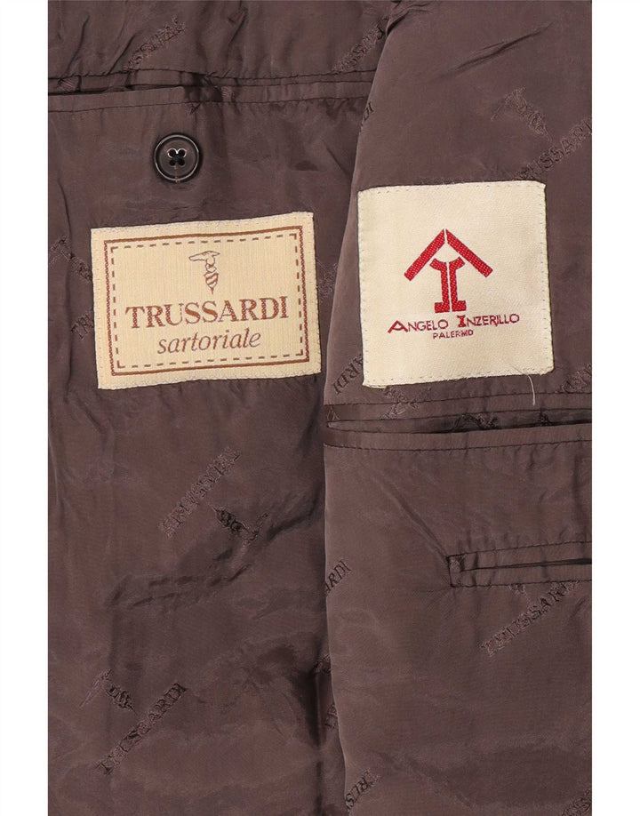 Chaqueta tipo blazer de 3 botones para hombre Trussardi IT 52 XL Lana virgen a rayas grises