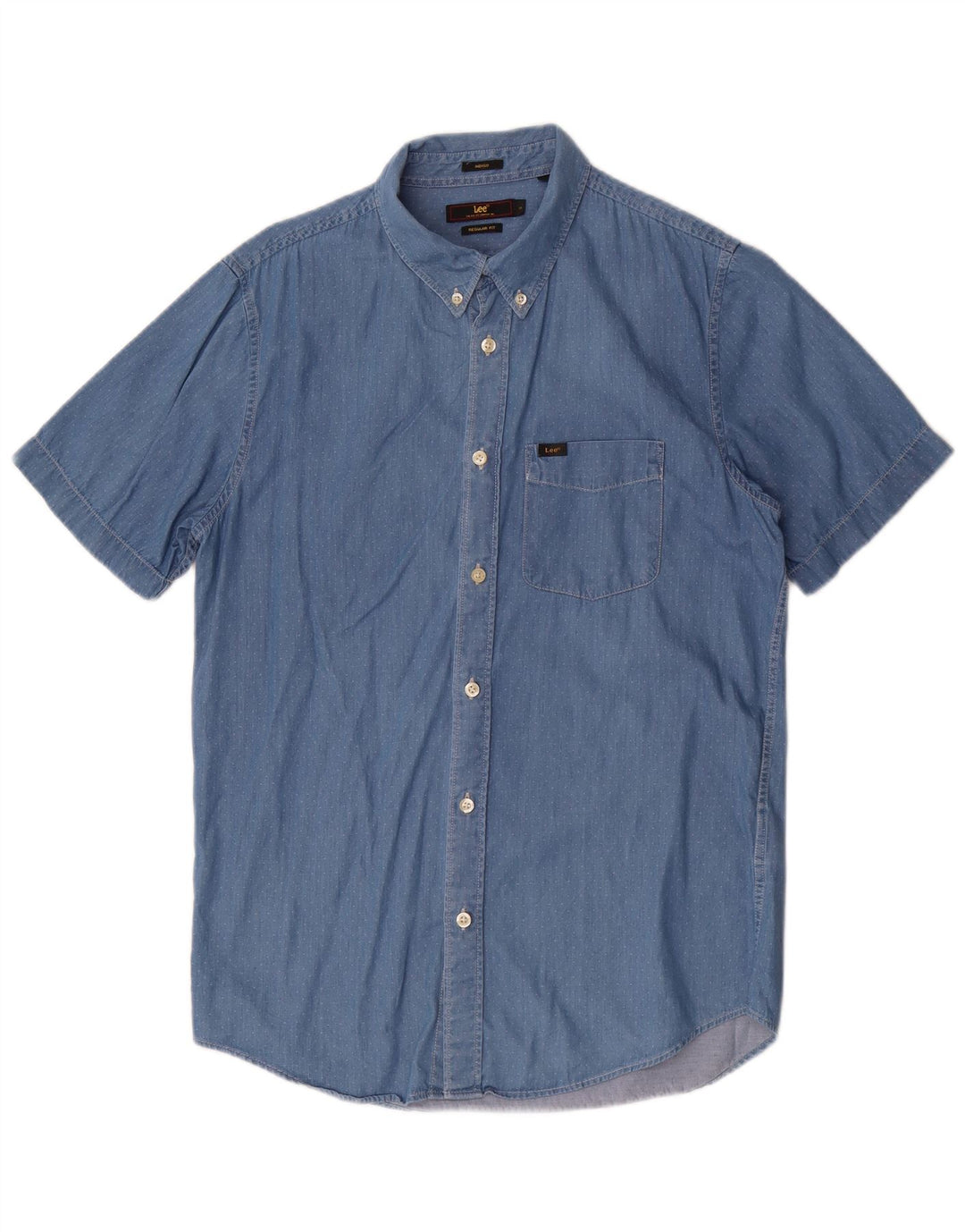 Camisa vaquera de corte regular y manga corta de algodón con lunares en azul pequeño de Lee Hombre