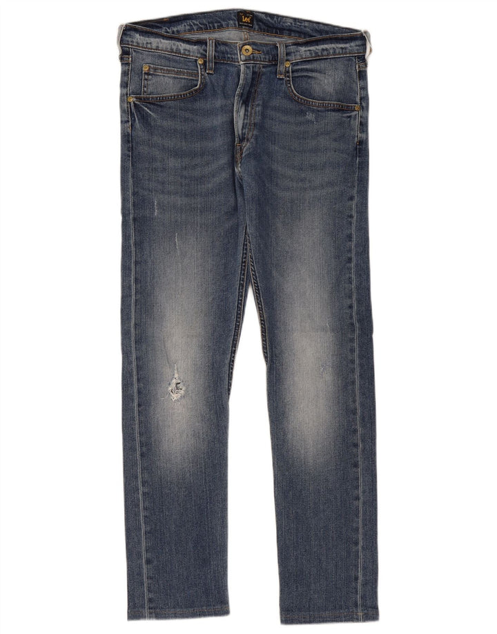 LEE Mujer Luke Vaqueros Slim Desgastados W31 L29 Algodón Azul