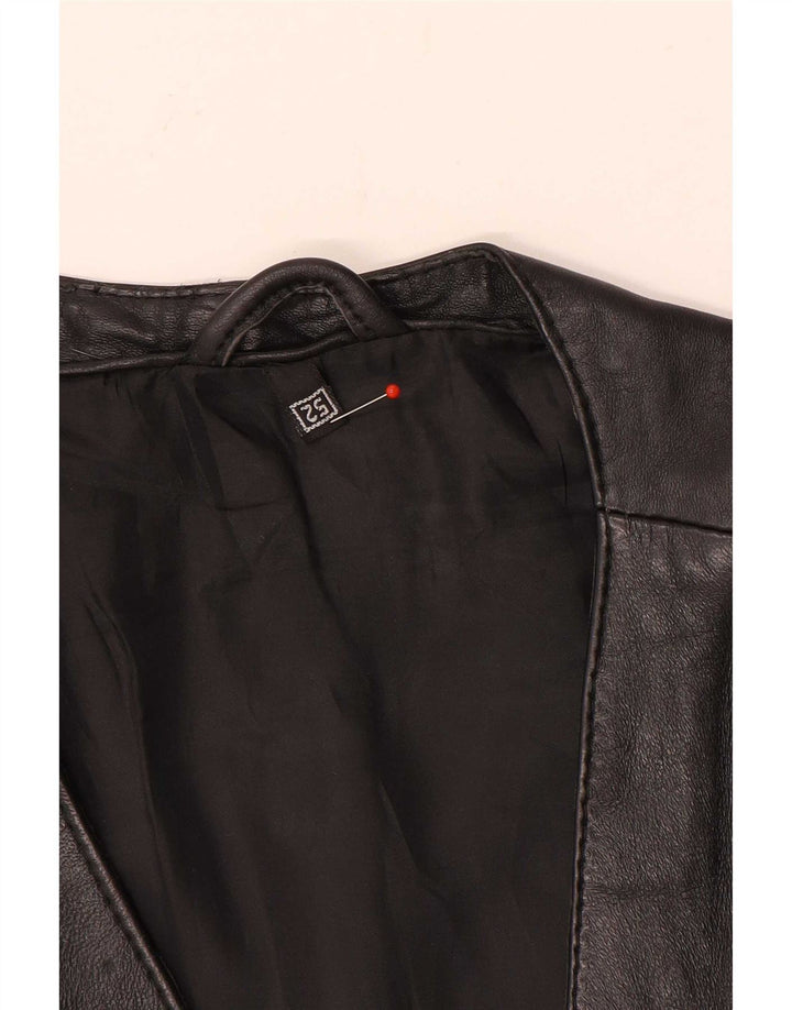 Vintage hombres cuero utilitario gilet EU 52 XL negro
