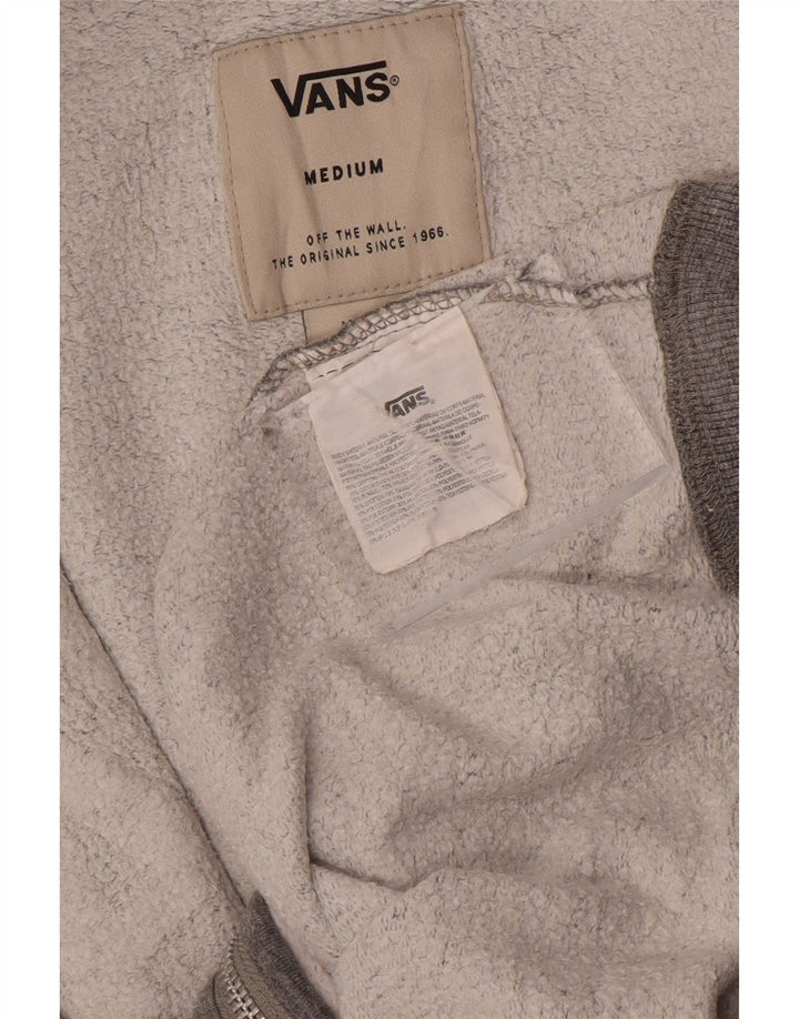 VANS Suéter con capucha y cremallera gráfica para hombre Algodón gris medio