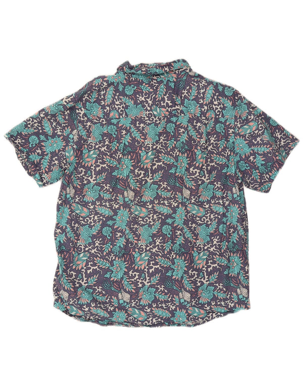 Hurley Camisa De Manga Corta Para Hombre De Algodón Floral Azul Grande