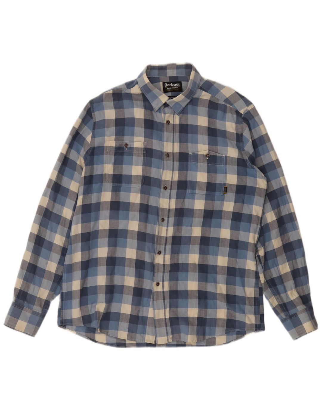 BARBOUR Camisa entallada de algodón a cuadros azul medio para hombre