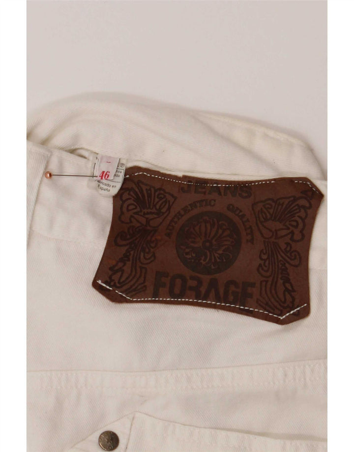 Vaqueros cónicos vintage para mujer IT 46 Grande W30 L32 Blanco