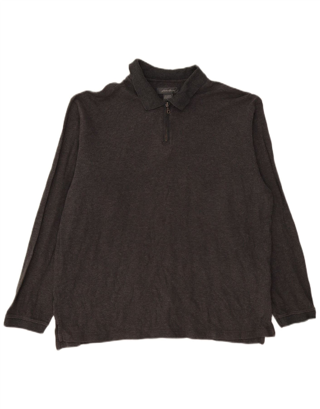 EDDIE BAUER Polo de manga larga para hombre de algodón gris grande