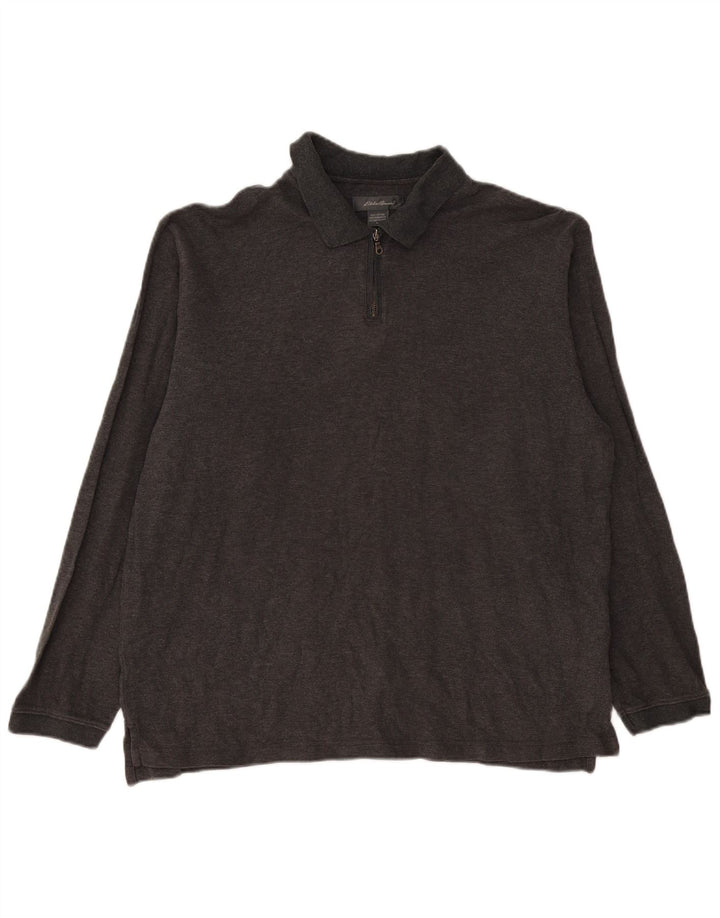 EDDIE BAUER Polo de manga larga para hombre de algodón gris grande