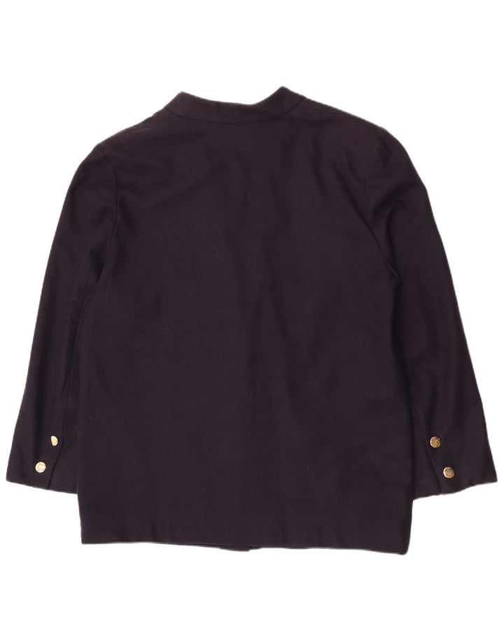 Luisa Spagnoli Chaqueta Blazer de 3 Botones para Mujer UK 46 Grande Lana Azul Marino