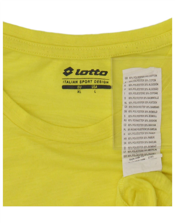 LOTTO Mens Graphic T-Shirt Top XL Yellow Polyester Vintage Lotto and Second-Hand Lotto from Messina Hembry 