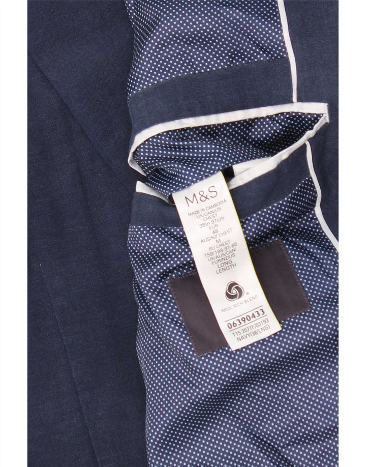 Marks & Spencer Chaqueta tipo blazer de 2 botones para hombre UK 38 Mediana lana azul marino