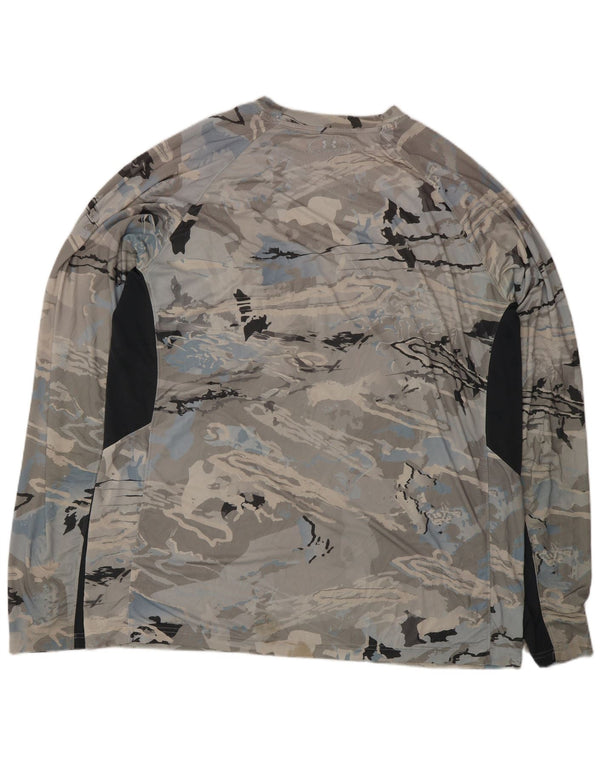 Under Armour Hombre Heat Gear Graphic Top Manga Larga XL Camuflaje Gris