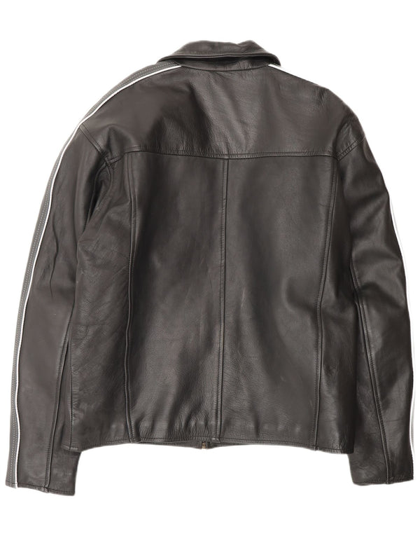 VINTAGE Chaqueta de cuero para hombre Reino Unido 42 XL Cuero colorblock negro