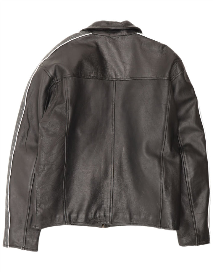 VINTAGE Chaqueta de cuero para hombre Reino Unido 42 XL Cuero colorblock negro