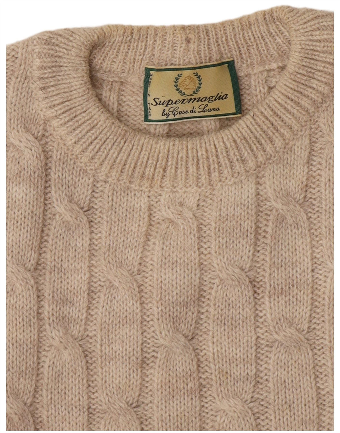 Supermaglia - Jersey de cuello redondo para hombre, talla grande, color beige