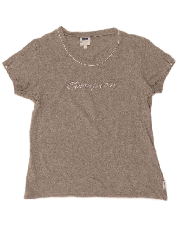 Champion Camiseta Gráfica De Ajuste Fácil Para Mujer UK 40 Grande Gris Moteado