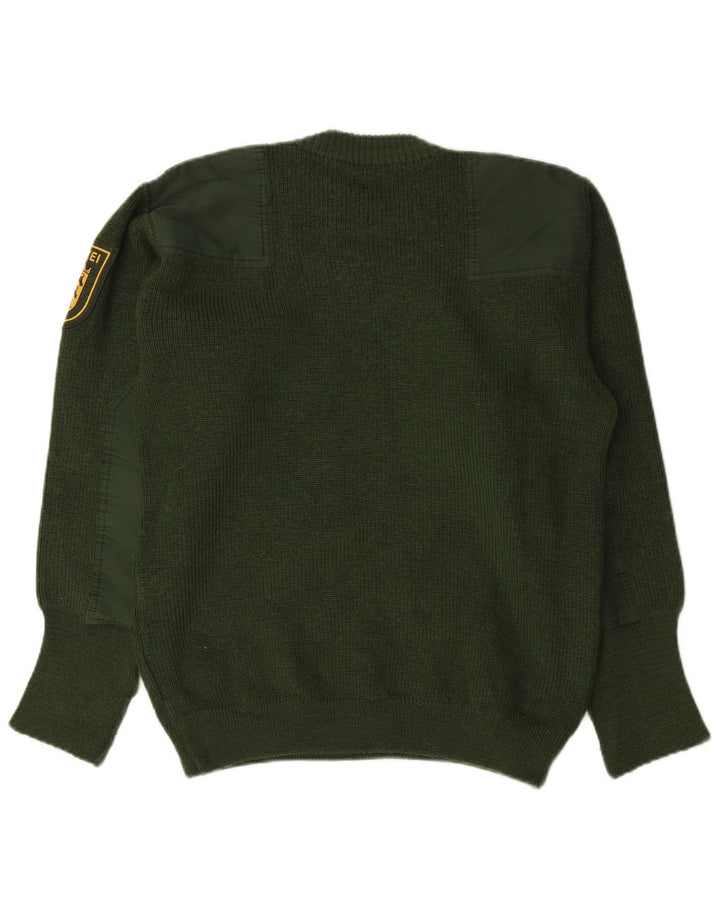Vintage hombres gráfico cuello redondo jersey suéter IT 50 verde medio