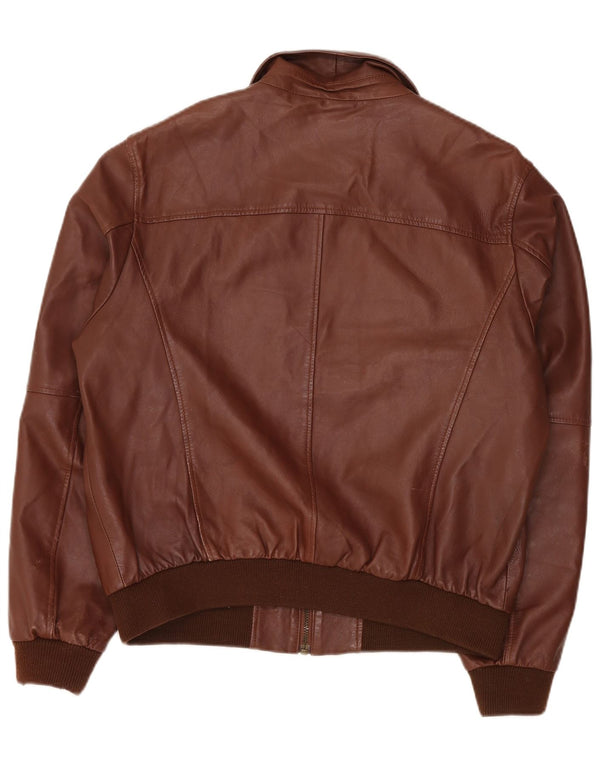 AUTÉNTICA Chaqueta bomber de cuero para hombre UK 42 XL Cuero marrón