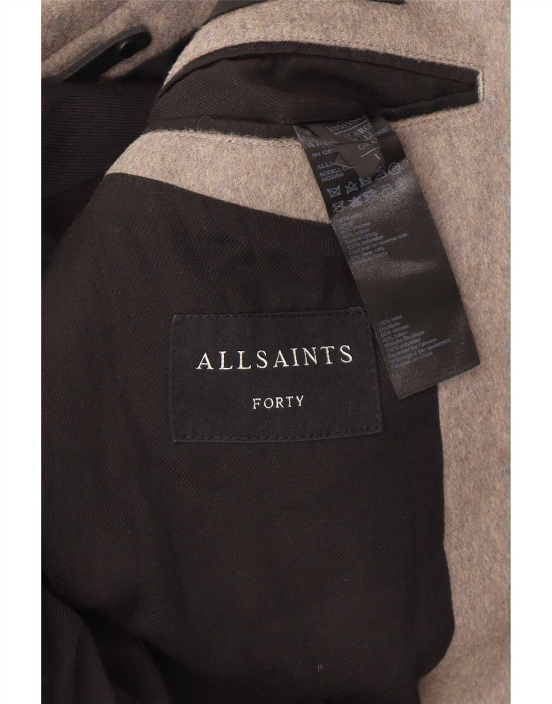 Abrigo All Saints para hombre UK 40 Lana gris grande