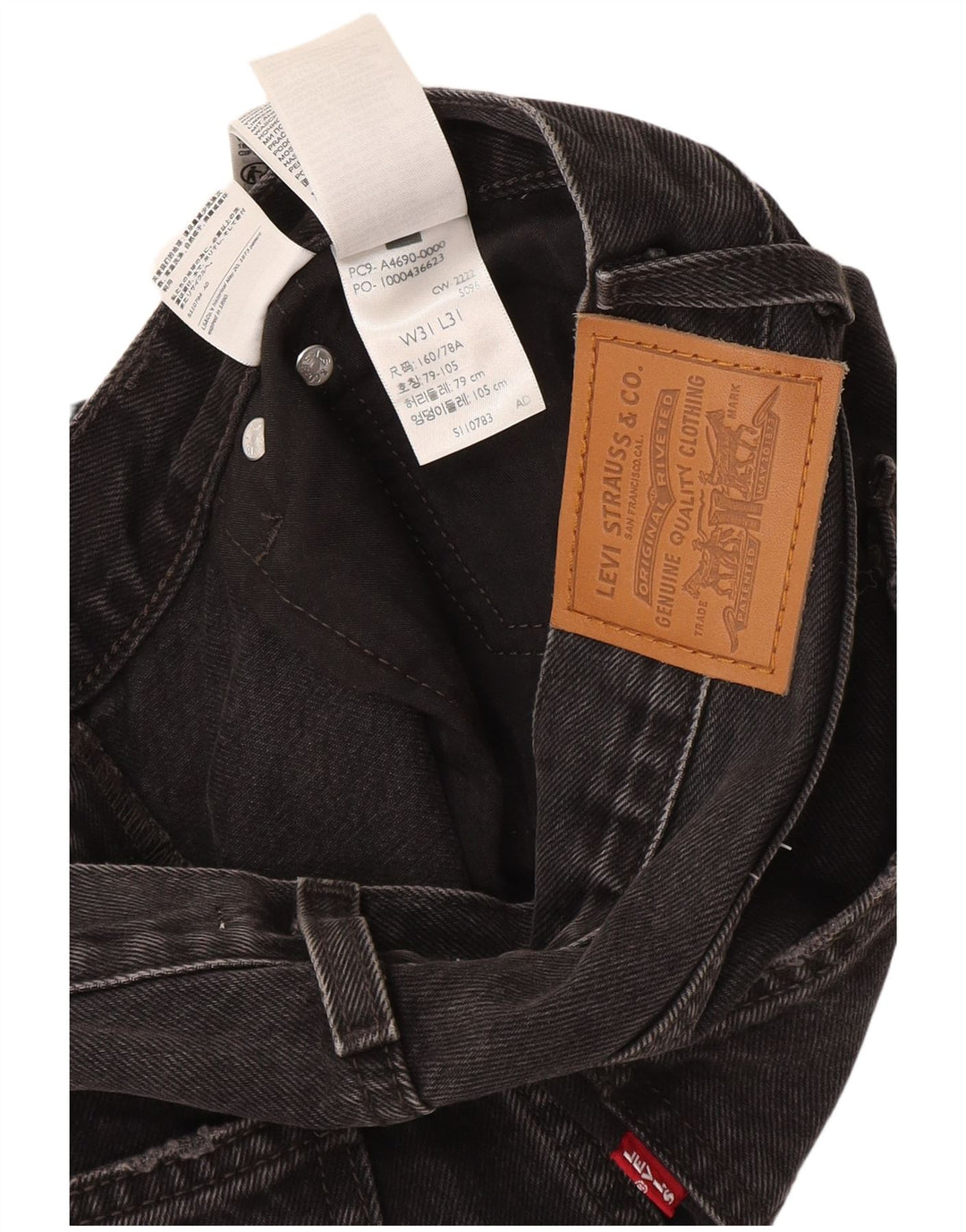 Vaqueros Levi's Mujer Middy Rectos W31 L31 Algodón Gris