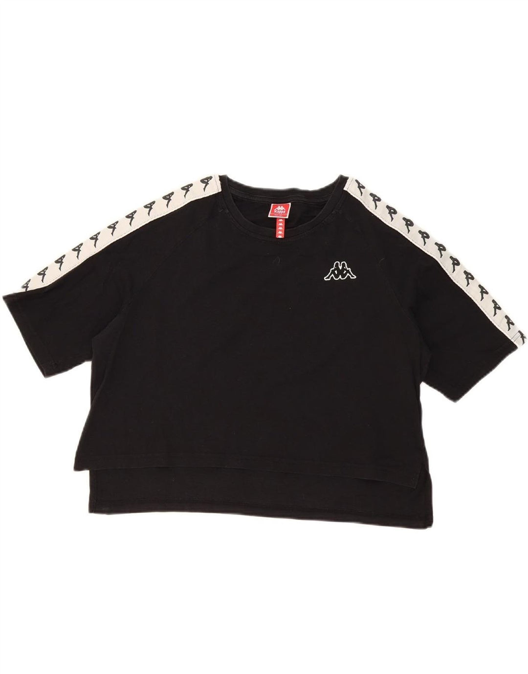 KAPPA Womens Crop Graphic T-Shirt Top UK 14 Medium Black