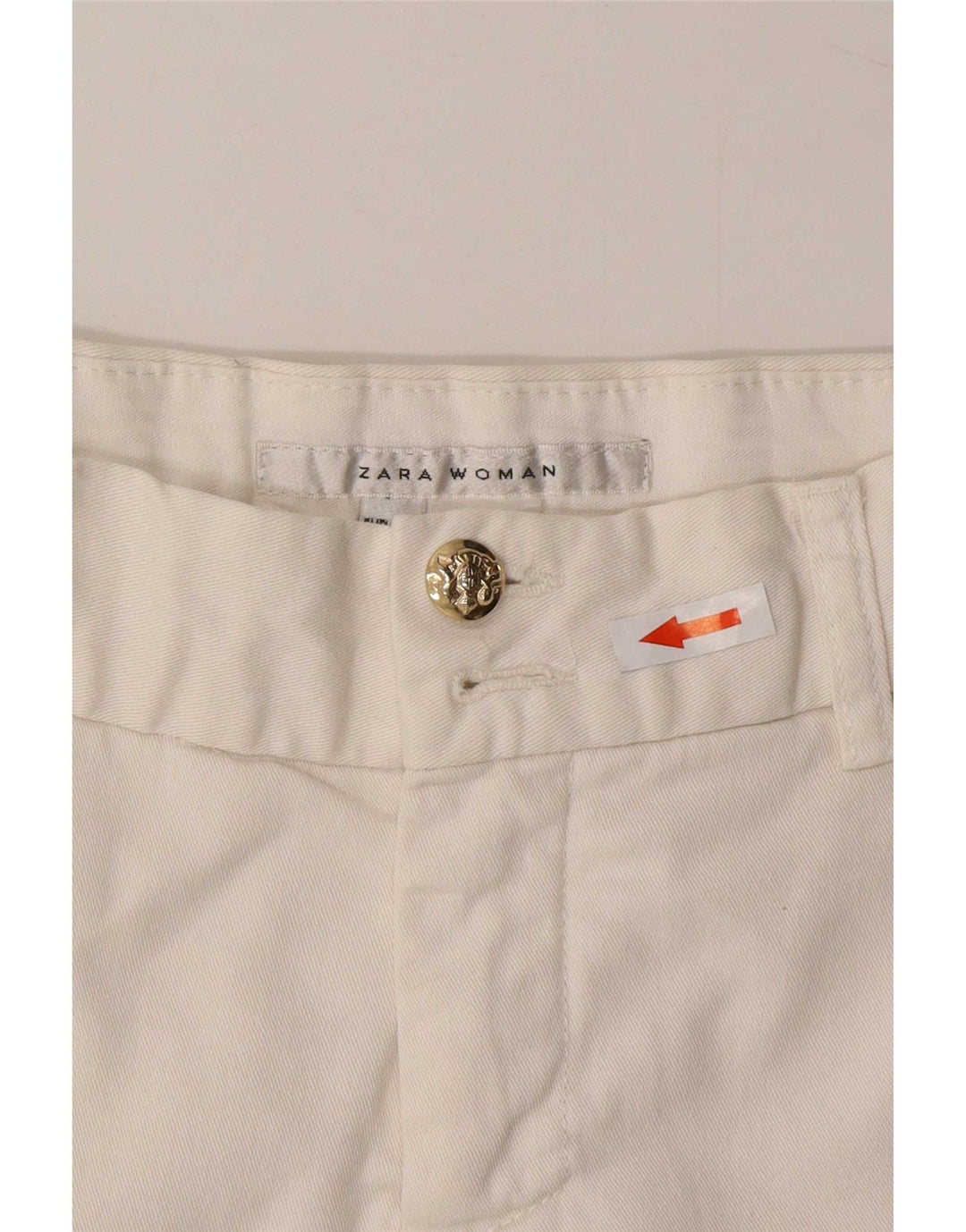 Zara Pantalón Chino Mujer Medium W30 Blanco Algodón