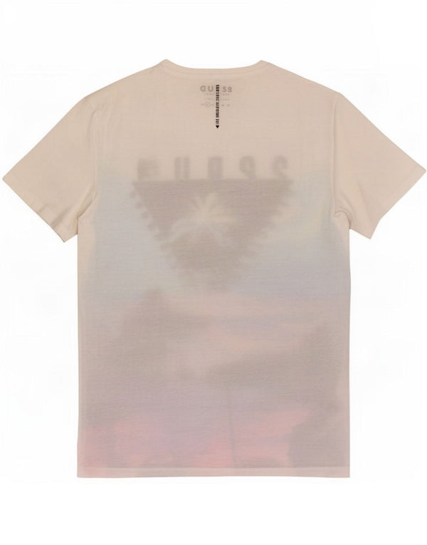 Guess Camiseta gráfica para hombre Top Small White Floral Poliéster