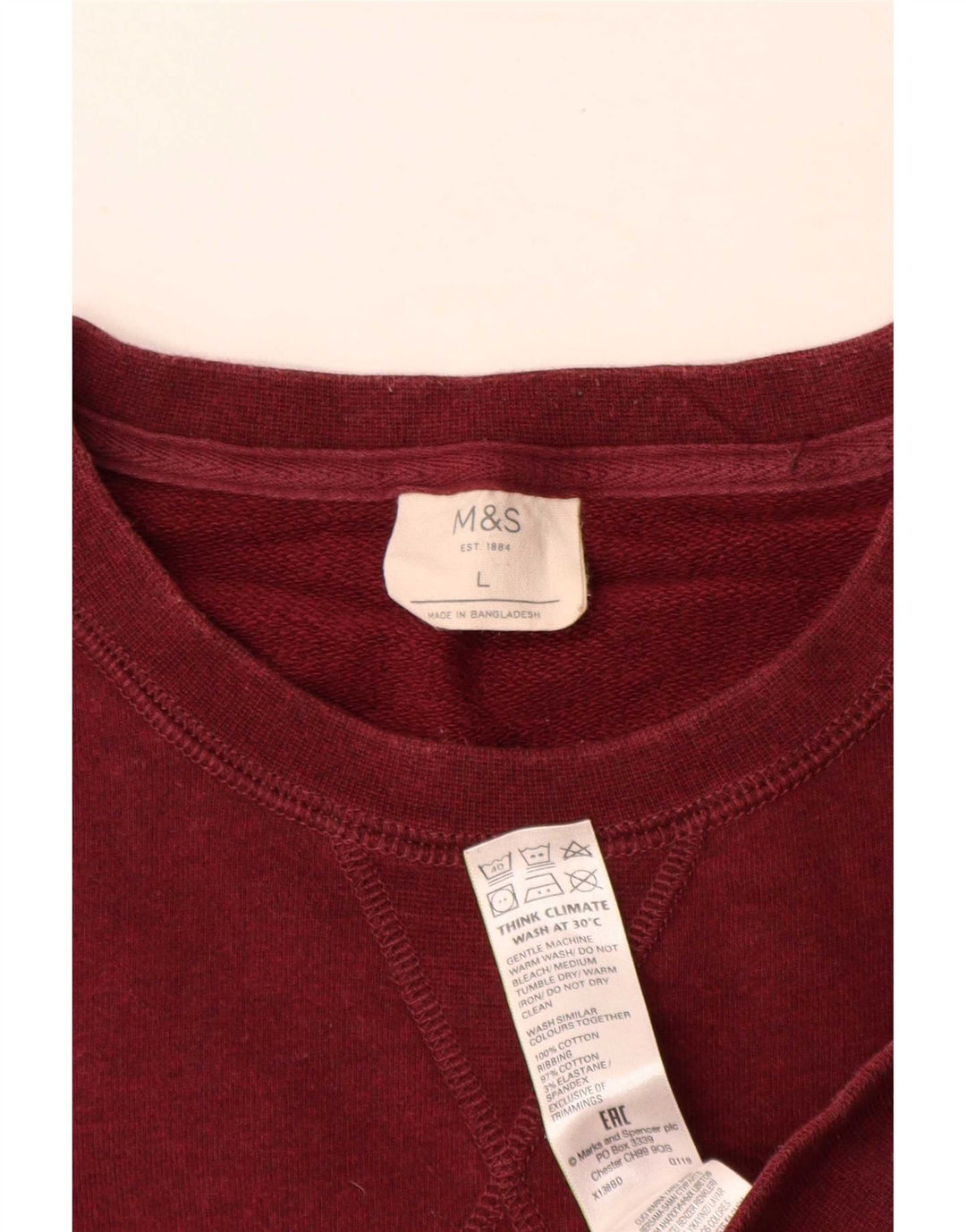 Marks & Spencer - Sudadera para hombre, talla grande, color granate, algodón