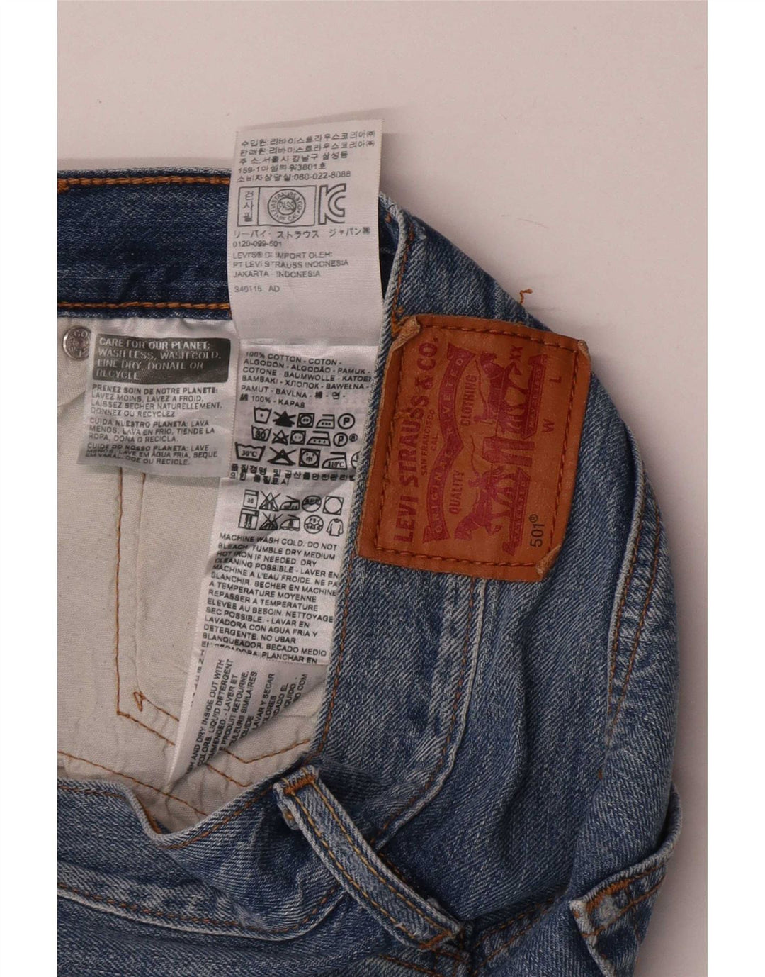 Levi's Mujer 501 Shorts Vaqueros W28 Algodón Azul Medio