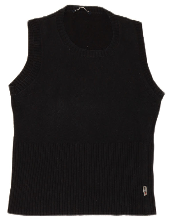Gas Womens Vest Tank Top UK 8 Small Black Cotton