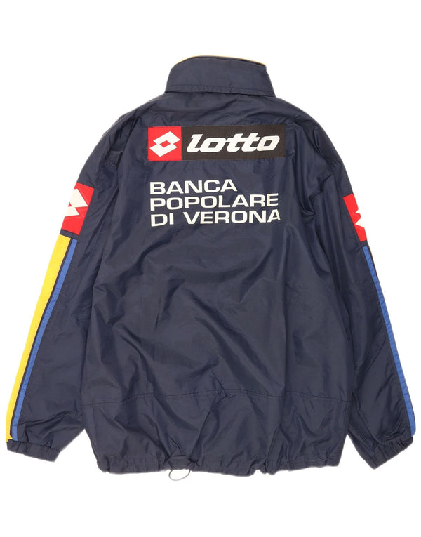 Lotto Chaqueta impermeable gráfica para hombre UK 40 Large Azul marino Colorblock Nylon