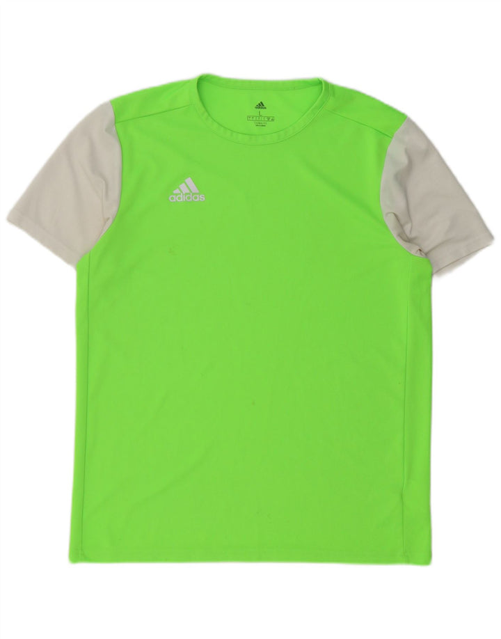 Adidas Hombre Climalite Camiseta Top Grande Verde Colorblock Poliéster