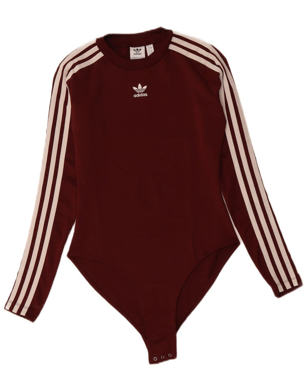 ADIDAS Body de manga larga para mujer UK 8 Small Borgoña Poliéster