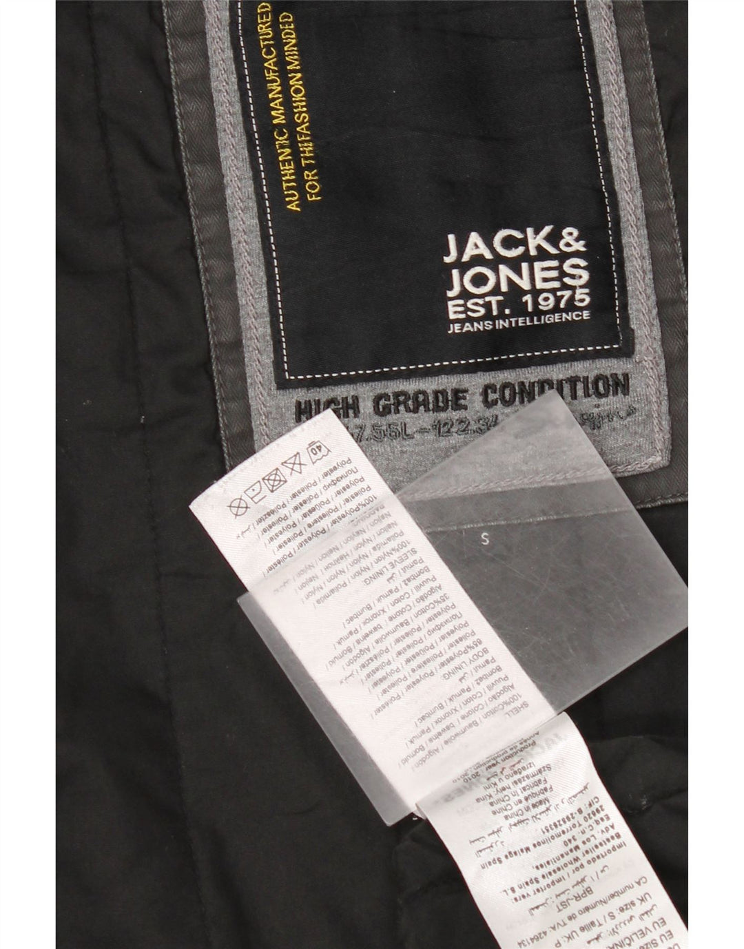 Jack & Jones Chaqueta militar para hombre UK 36 Small Gris Algodón