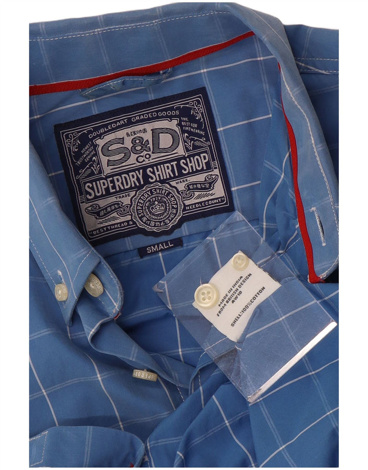 Camisa Superdry Hombre De Algodón A Cuadros Azul Pequeño